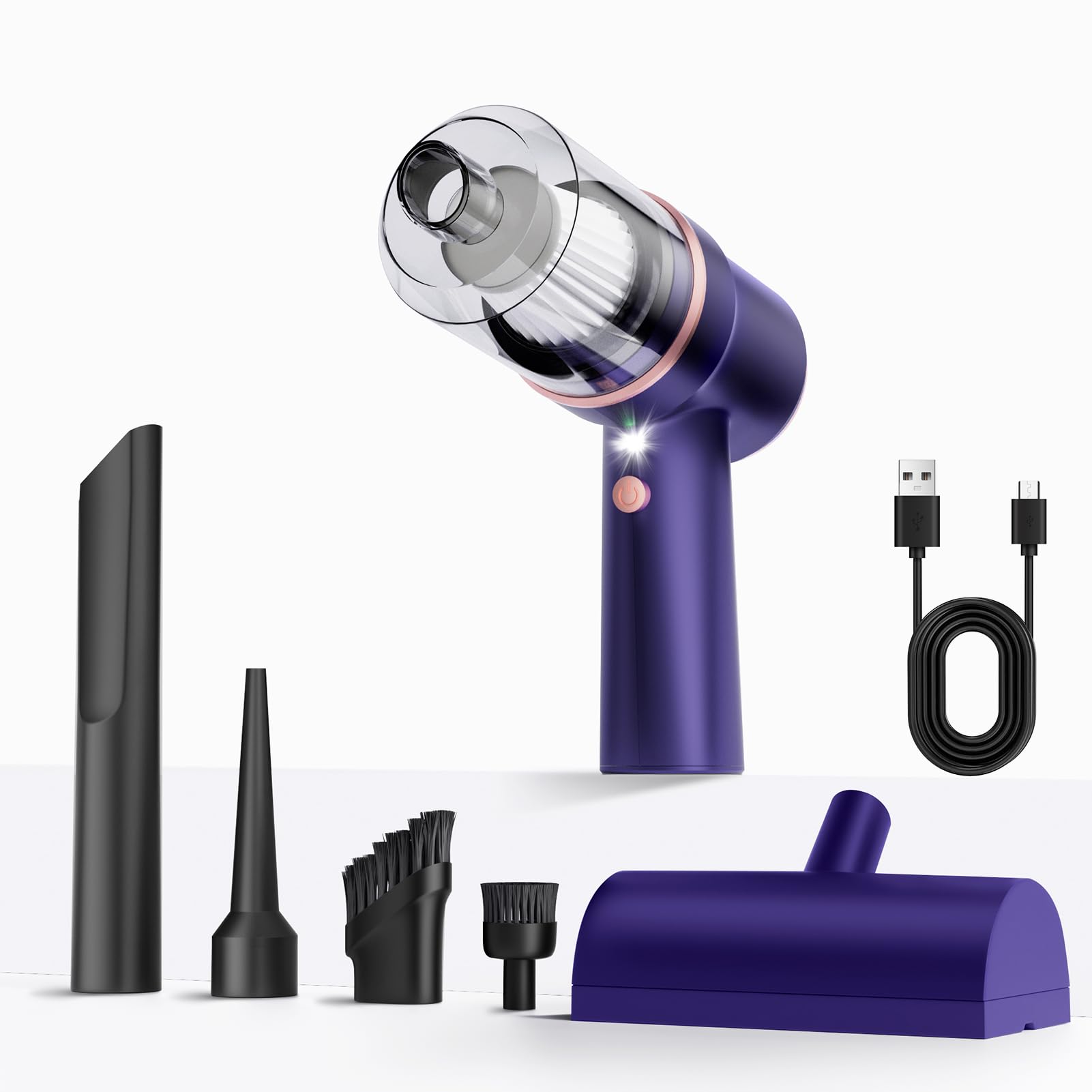 ArCodivei Handheld Vacuum Cleaner with LED Light, 9000 PA Portable Car Vacuum Cleaner Cordless, 120W Powerful Small Vacuum Cleaner for Home, Car, Office, Pet Hair, Rechargeable, DC Motor, Blue