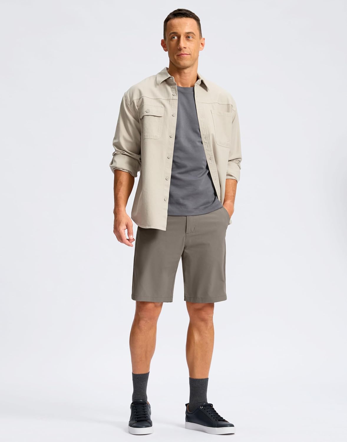 Soothfeel Men's Casual Shorts 7"/ 9" /11" Golf Shorts for Men Flat Front Dress Work Clothing Lightweight with 3 Pockets
