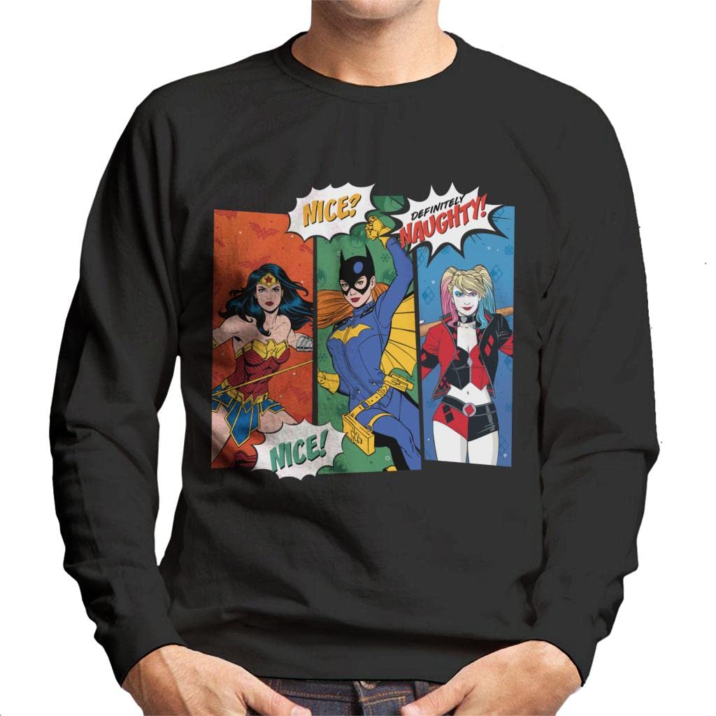 All+Every Justice League Christmas Naughty Or Nice Men's Sweatshirt
