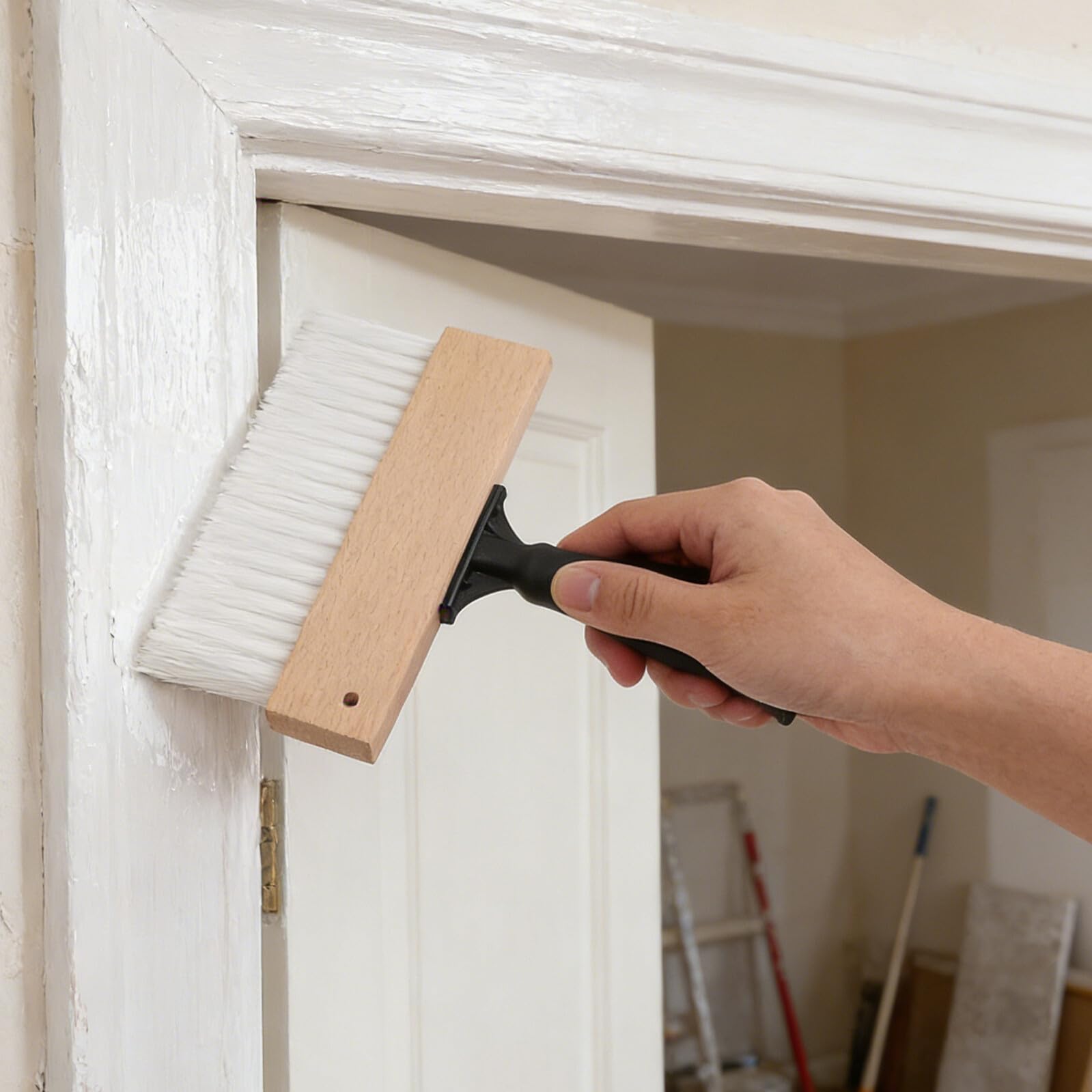 Pinceau à Peinture Artistique Brosse Inclinée en Bois et Plastique, Léger pour Application Uniforme, pour Murs Texturés et Travaux Créatifs