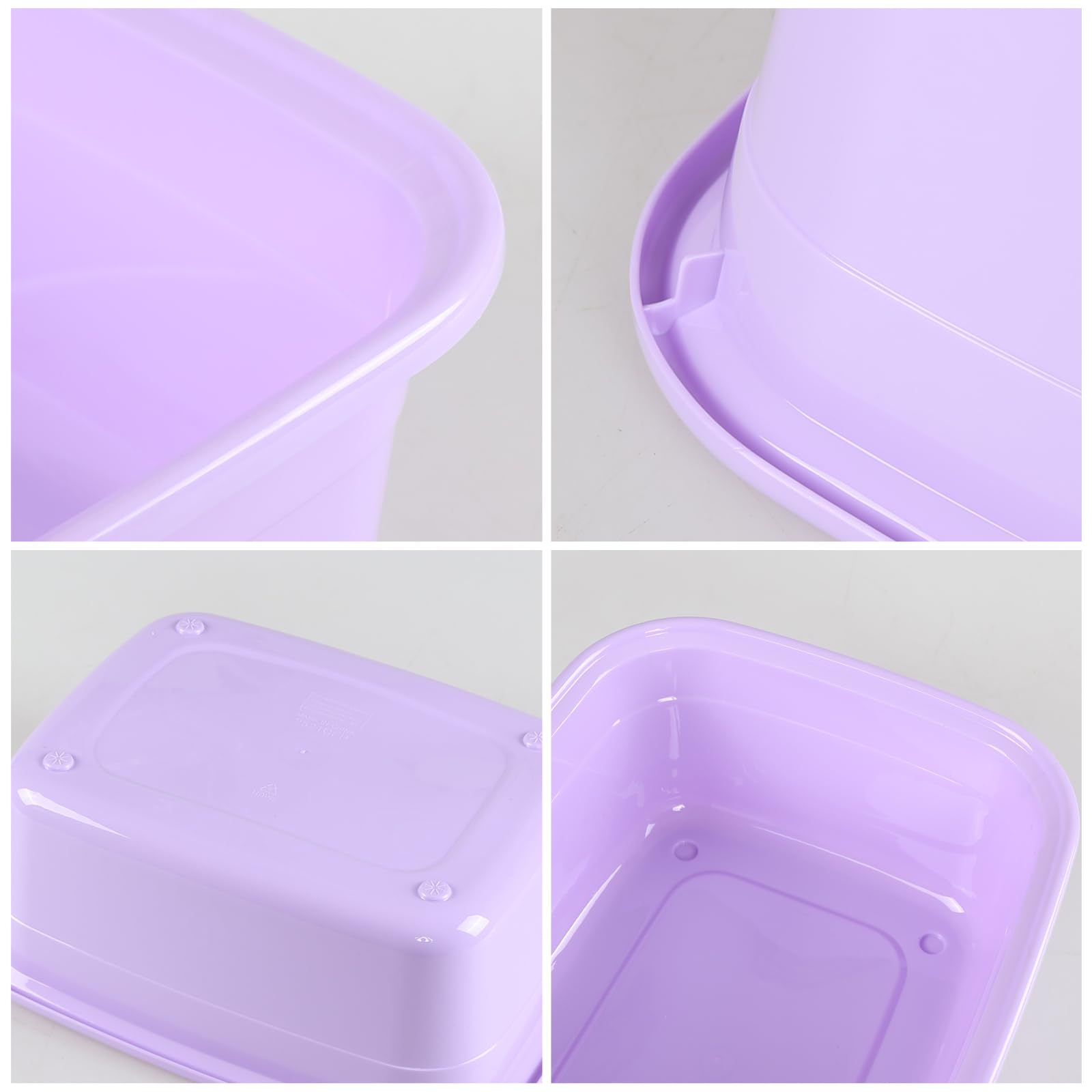Yuright Paquete de 4 cuencos rectangulares de plástico de 14 L, color morado