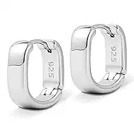 Small Hoop Earrings for Women, 925 Sterling Silver Chunky Hoops Earrings, Hypoallergenic Huggie Hoops, Small Thick Huggie Hoop Earrings for Jewelry Gifts
