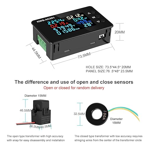 Miniatura 2 de Voltímetro de CA Amperímetro AC 50-300V 0-100A Multímetro de CA digital 110V 220V LCD Pantalla HD Voltímetro de corriente con transformador de