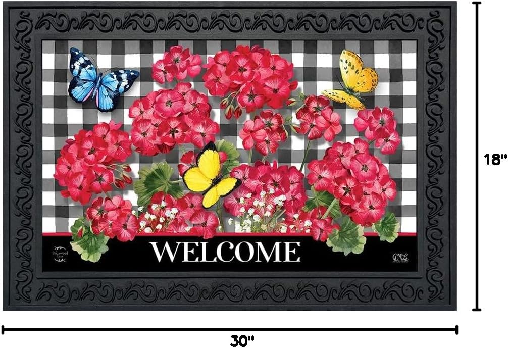 Briarwood Lane Checkered Geraniums Summer Doormat
