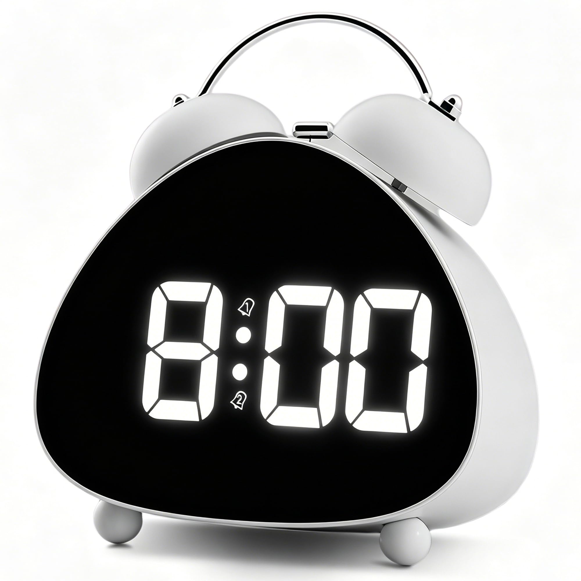 Lumive LED Alarm Clock for Heavy Sleepers, Twin Bell Extra Loud Alarm, Dual Alarms with Weekday/Weekend Modes, 3 Brightness Levels, Silent Movement, USB Powered Bedside Clock for Bedrooms
