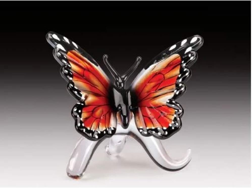 Glass Amber Monarch Butterfly Figurine