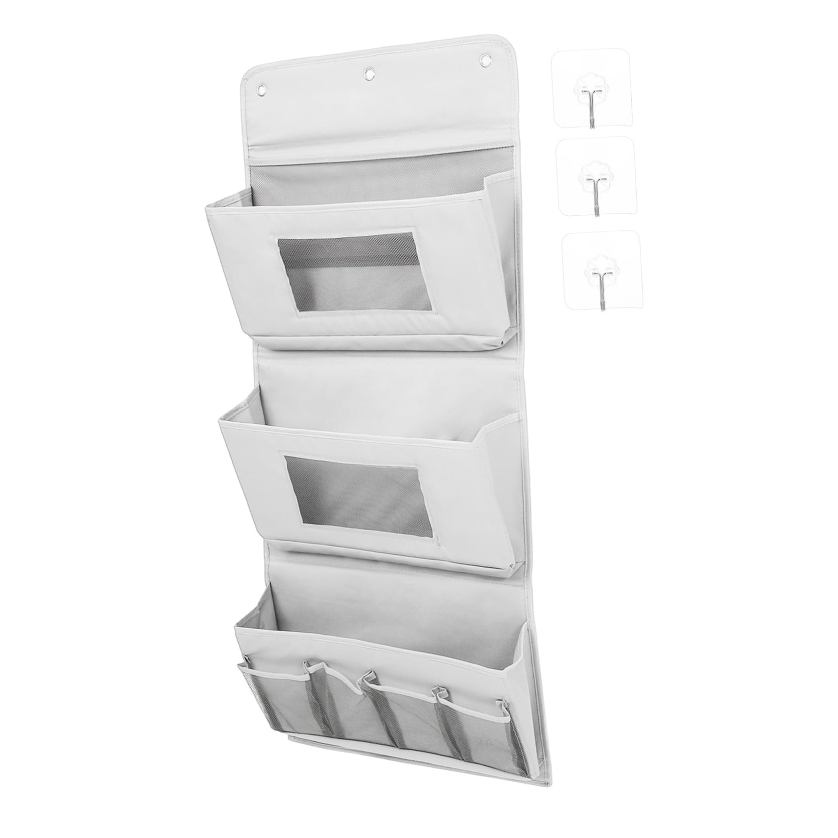 Organizer da Appendere Dietro Porta in Stoffa Grigio | Tasche Multiple di Varie Misure, Foro Multiplo, Lavabile e Semplice da Pulire
