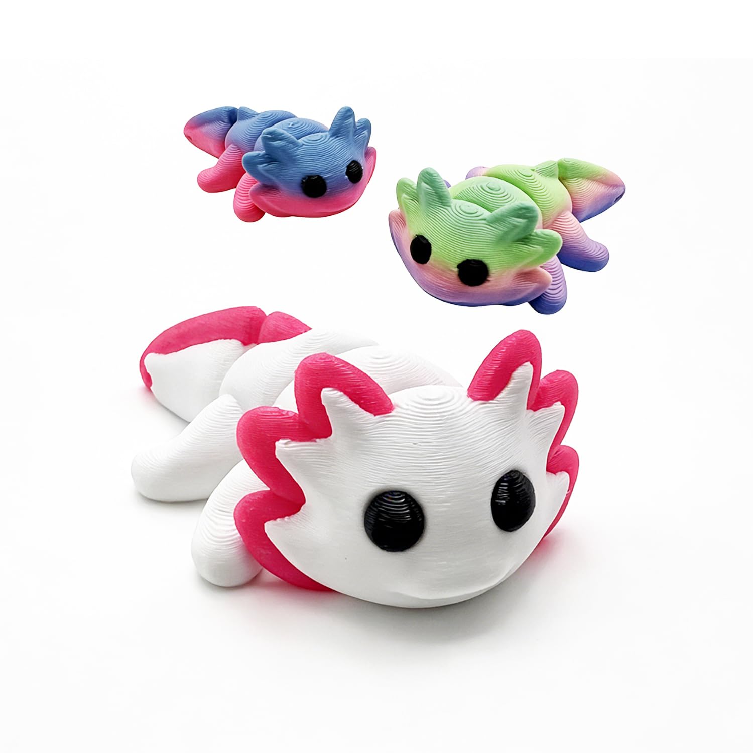 Photo 1 of *Green missing* 3D Printed Axolotl, Keychain Mini 3D Animals Fidget Toys.Axolotl Gifts