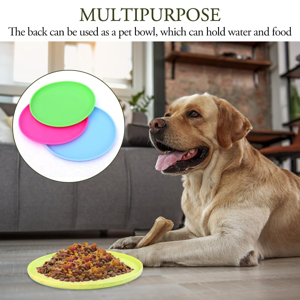 7 Pièces Pet Soucoupe Volante, Frisbee pour Chien en Silicone Disque Volant en Caoutchouc, Jouet interactif en Plein air pour Petits et Moyens Chiens Formation de Chien Lancer Attraper