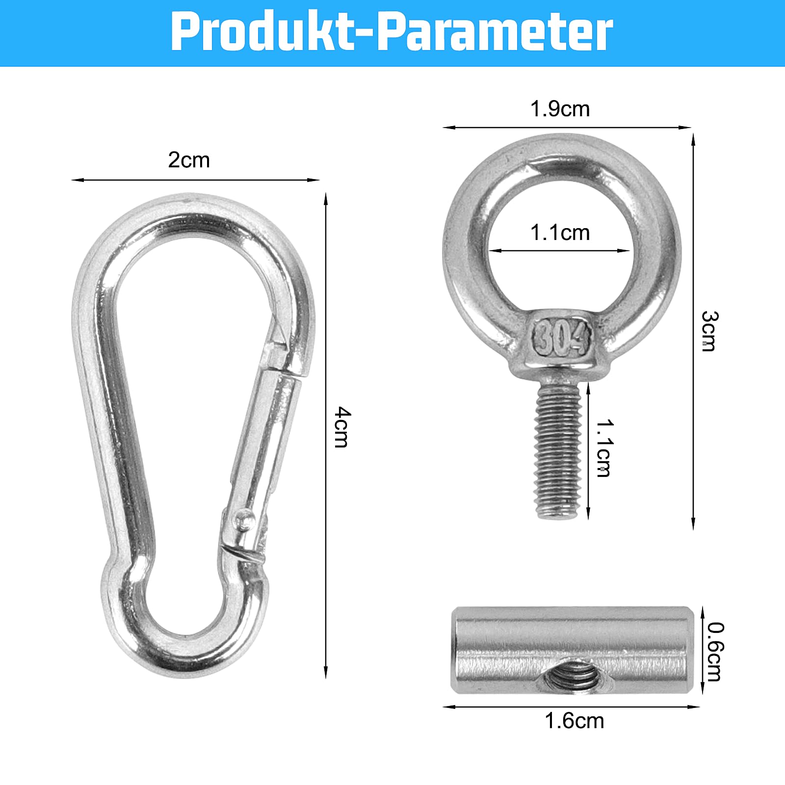 Listwa Kederowa Hakowa, zestaw 8 sztuk, 6 mm stal nierdzewna, zatrzask do markizy, zatrzask Keder z karabińczykiem, hak do markizy, akcesoria do Keder do przyczep kempingowych, kamperów