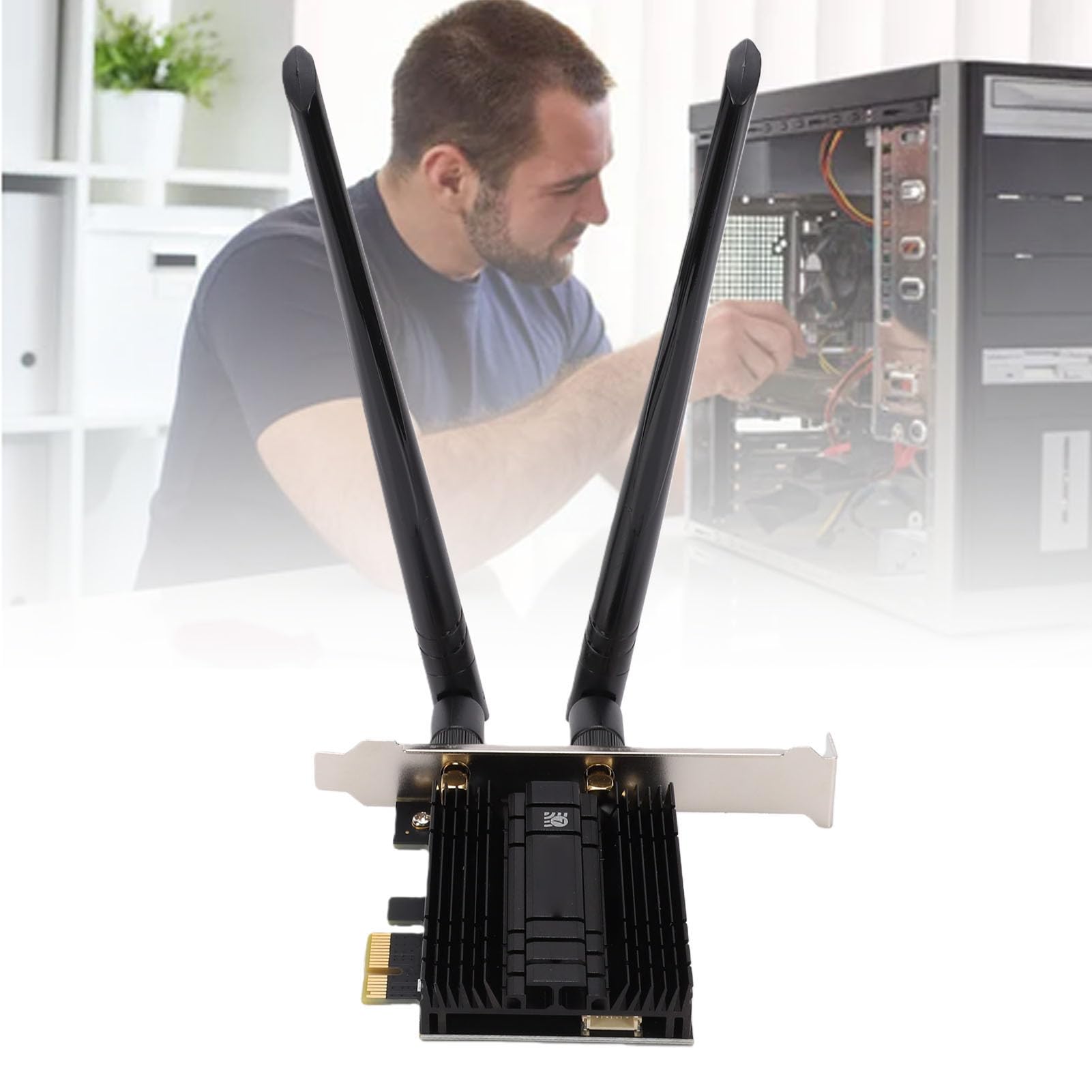 XUMIUZIY Tarjeta WiFi 7 PCIe WiFi Compatible con BE200 NGW, Bluetooth 5.4 6G 5G 2.4G 3 Bandas 5800Mbps M.2 NGFF Tarjeta de Red de Escritorio con Antenas Duales