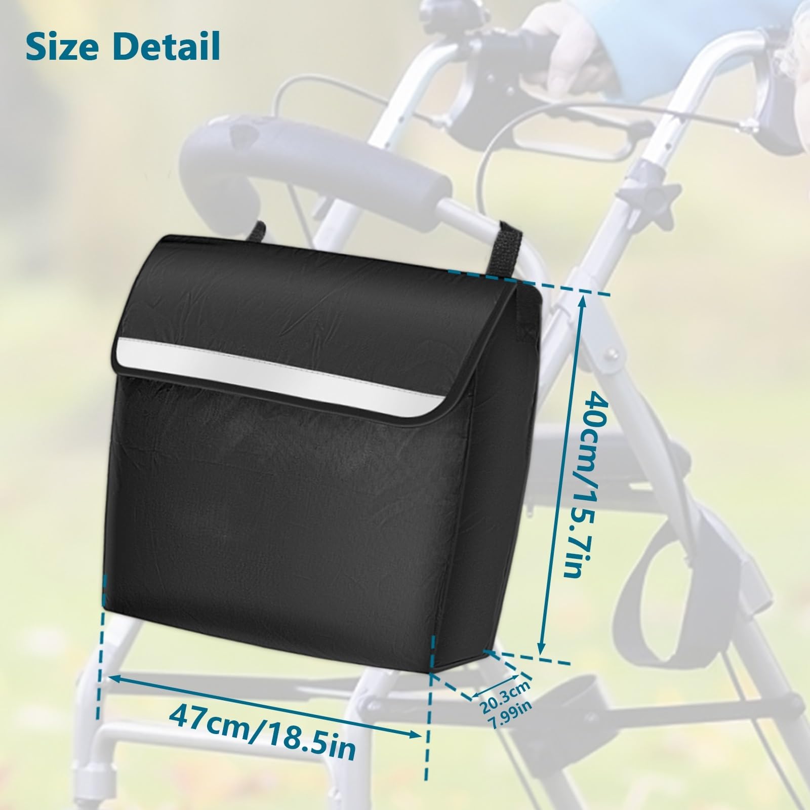 Bolsa for silla de ruedas (1/2 unidad), impermeable, for almacenamiento andadores, mochila multifuncional for eléctrica Mochila para silla de ruedas(Black 2PCS)