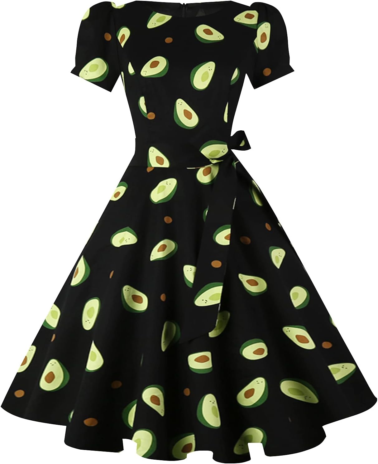 tagunop Women's Boatneck Vintage 1950s Cocktail Party Dress with Puff Sleeves