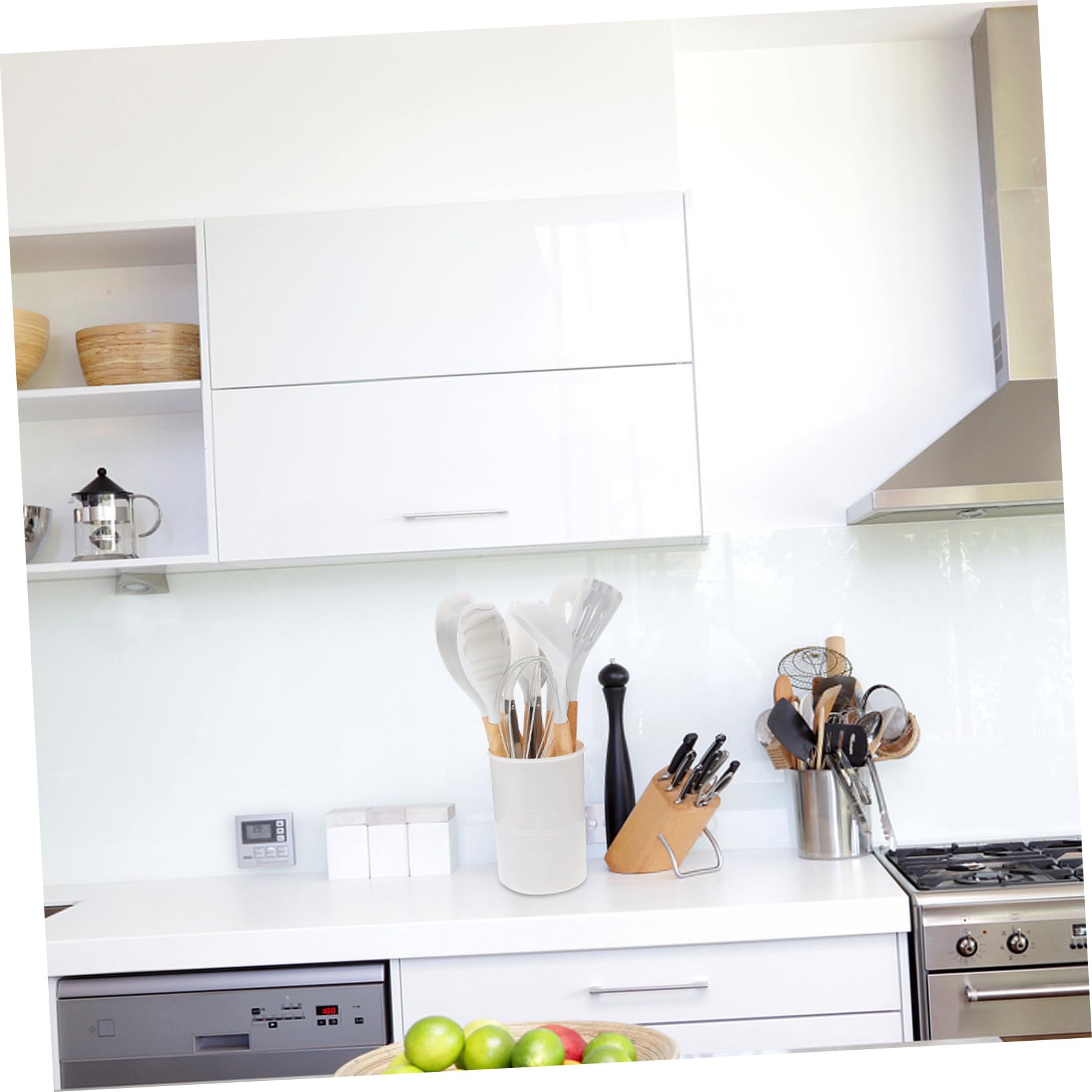 12pezzi Utensili Da Cucina Silicone Manici Legno e Contenitore Strumenti Antiadherenti Per Cottura Per Chef e Appassionati Di Cucina