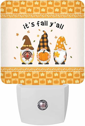 Miniatura 1 de Luz nocturna para niños, lámpara LED enchufable a la pared, sensor de atardecer a amanecer, lindo gnomo de Acción de Gracias con calabaza, pavo y