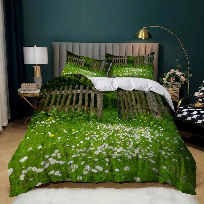 Amazon｜濃い緑色 布団カバー 草 キング 掛け布団カバー 3点セット