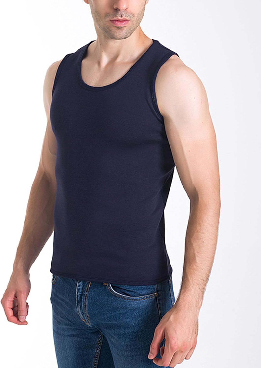 Flygo 2 Pack Thermal Tank Top Men Cotton Winter Warm Fleece Lined Underwear Sleeveless Vest Undershirt - Image 3