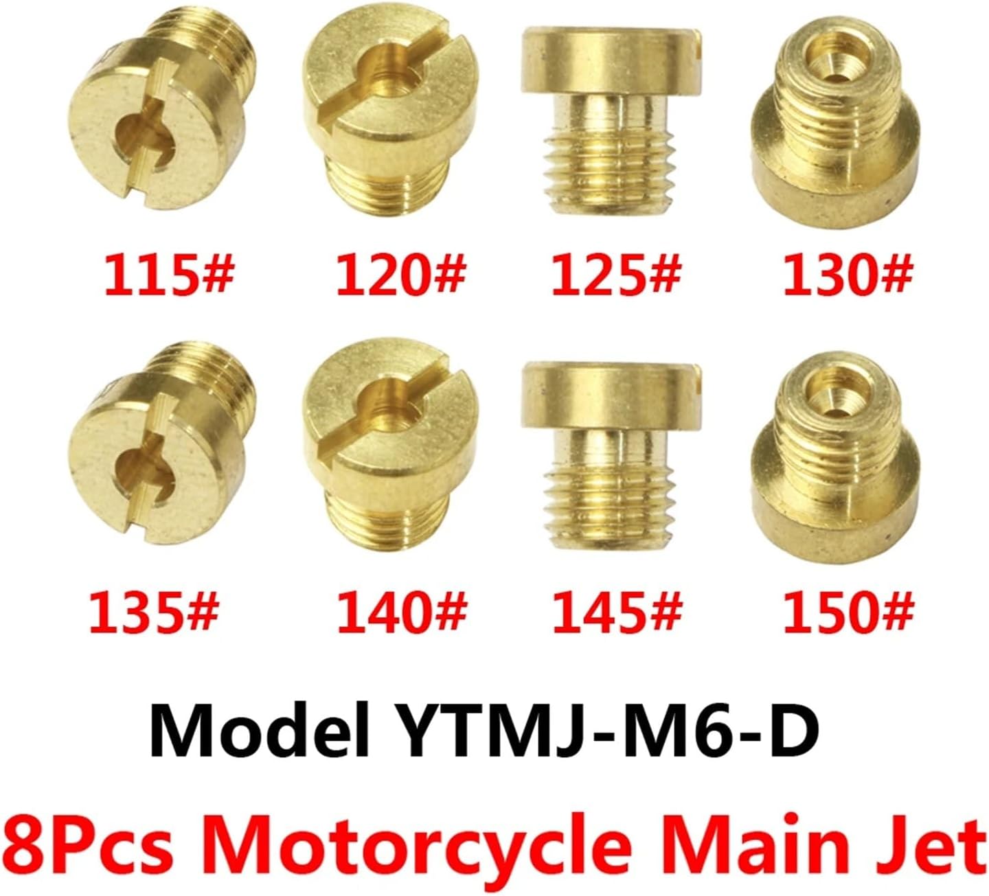 8pcs / 5pcs Main Jet M6 6mm #55-150 For Dellorto Carburetor PHNL/PHVA/PHBH/PHBL/PHBN/PHVB/PHBG Carb Injector Nozzle(M6-D)