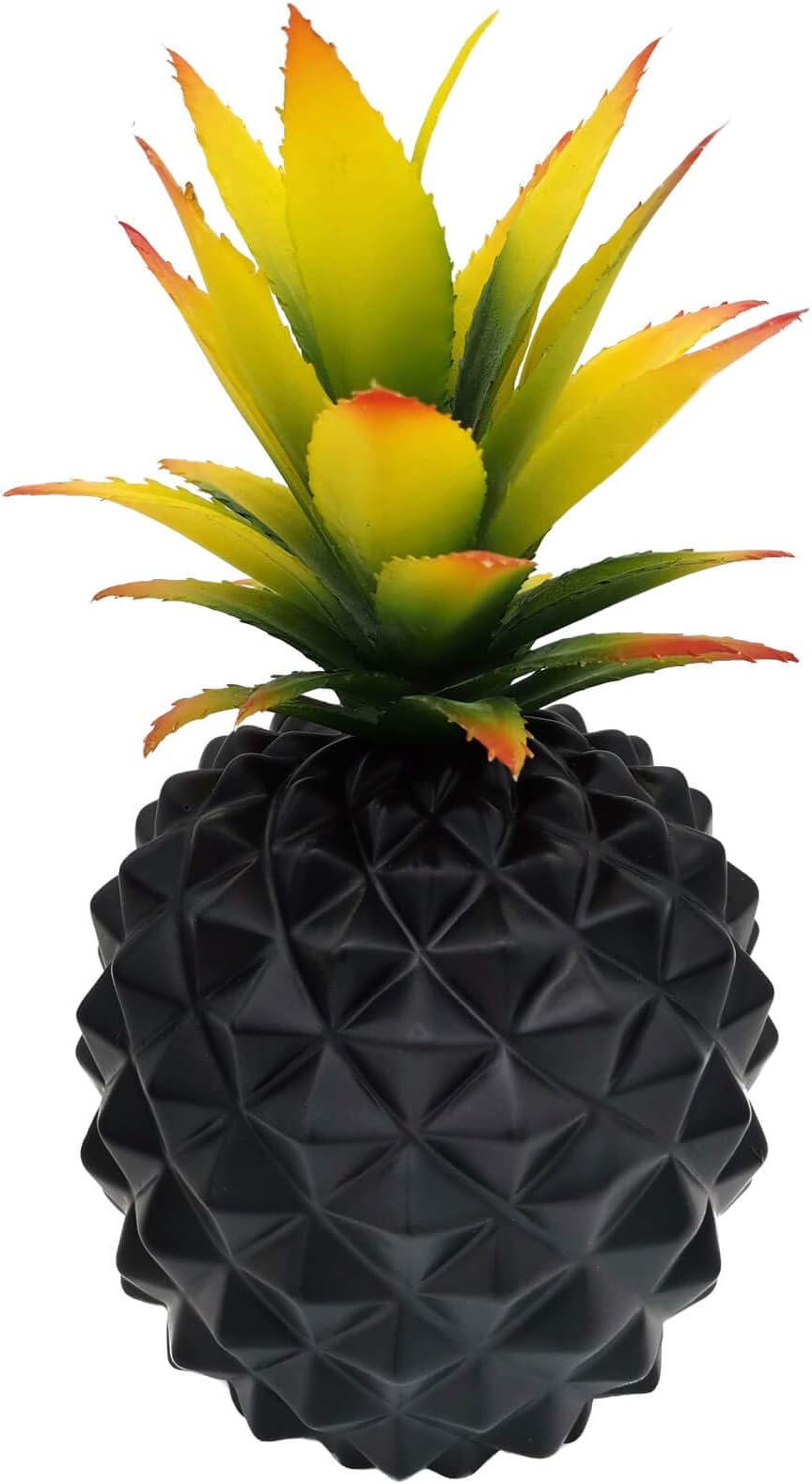 Artificial Succulent Potted Pineapple Decor - Fake Pineapple Home Office Kitchen Table Decoration (Black)