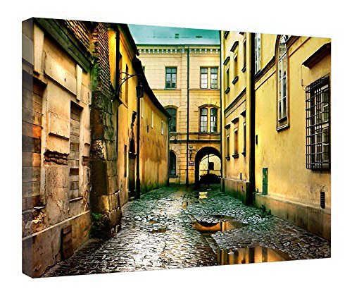 Toile Back Alley Hdr avec cadre en bois noble, tableau artistique tendu 40x50 cm