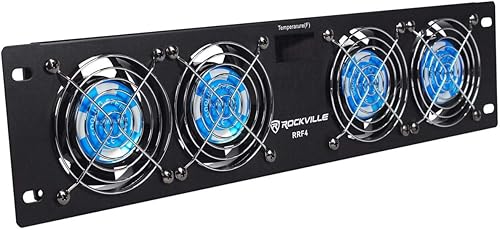 Miniatura 2 de Rockville RRF4 - Sistema de refrigeración con 4 ventiladores de montaje en rack de 19 pulgadas con pantalla LED de temperatura