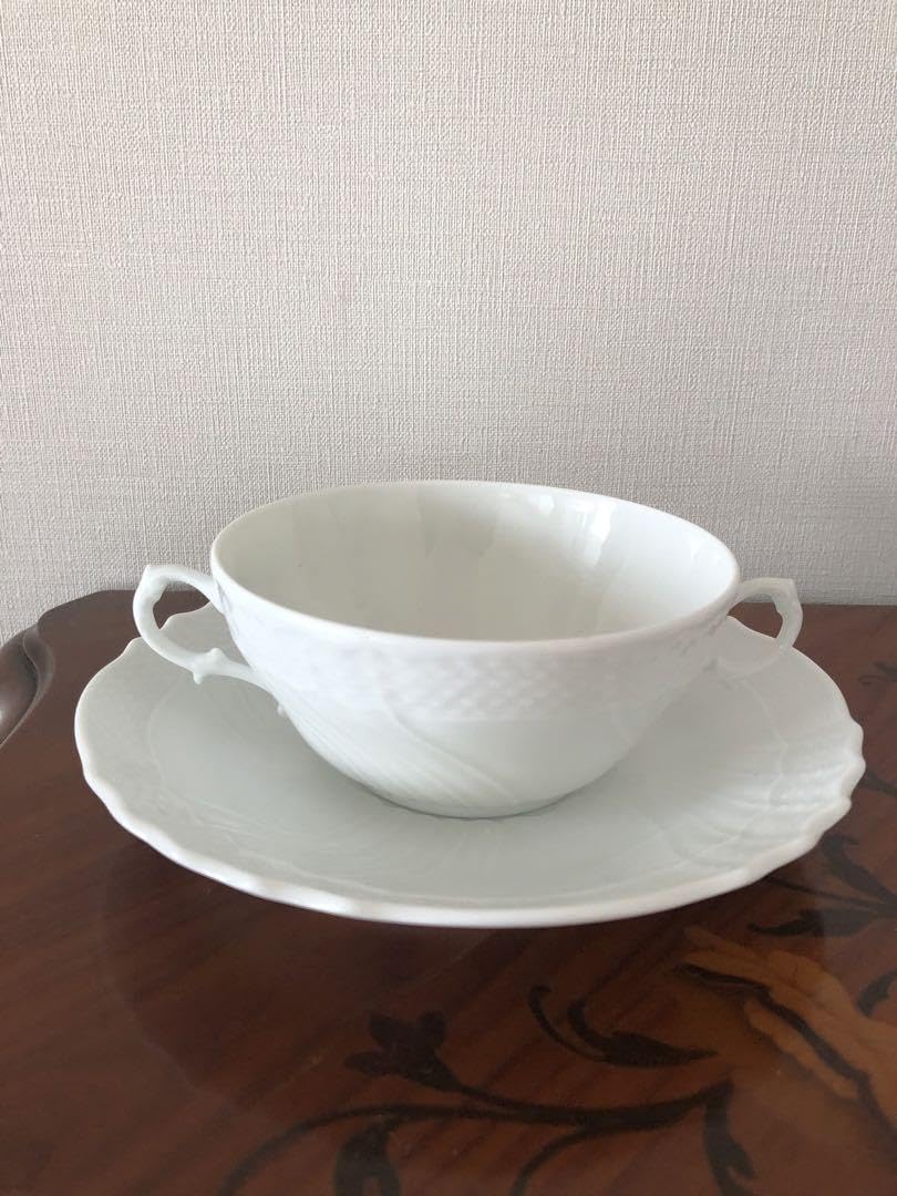 リチャードジノリ ベッキオホワイト スープカップ＆ソーサー 2客 ペア