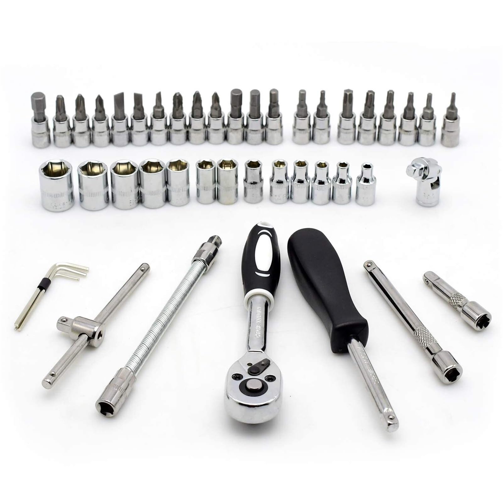 Zestaw Narzędzi Walizka na Narzędzia 46PCS 1/4 cala Zestaw nasadek metrycznych kluczy grzechotkowych Zestawy narzędzi mechanicznych Naprawa samochodów domowych Wszechstronny