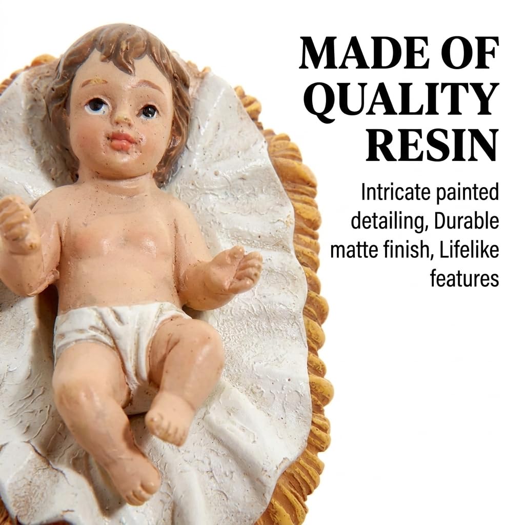 The Bridge Collection Figurine de bébé Jésus – Figurine de crèche de bébé Christ en résine de 5,1 cm – Pièce de rechange pour crèche de Jésus – Décoration de Noël Jésus