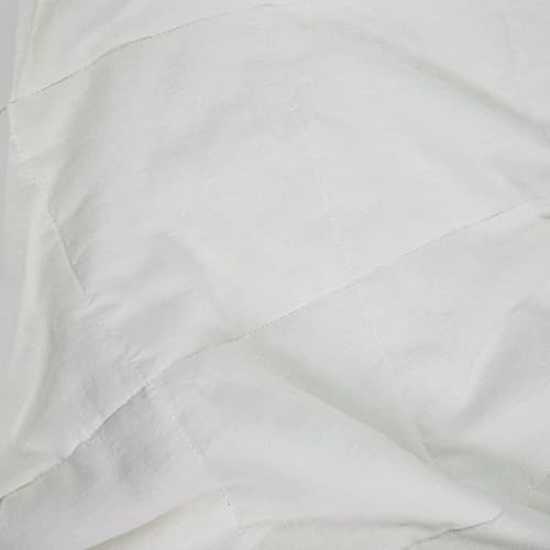 Miniatura 4 de Meadow Park Stonewashed Linen Blend Box Stitch Quilt and Matching Pillow Shams 3pcs Set Queen Size White Color