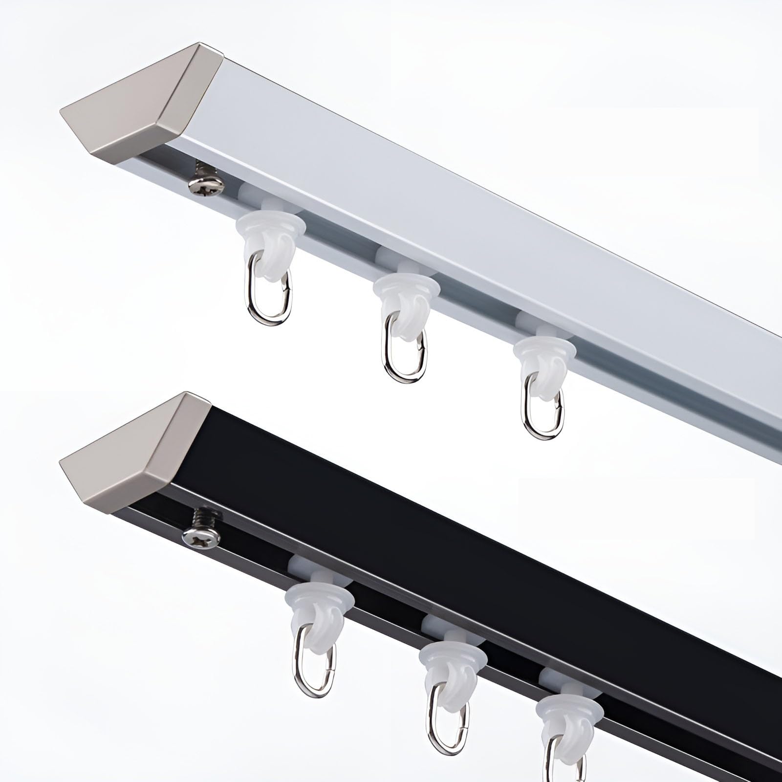 Gzdxbf White Ceiling Curtain Track, Curtain Single Tracks Sliding Curtain Rod For Office And Living Room, Room Divider(,200Cm/6.5Ft(2 * 1M))