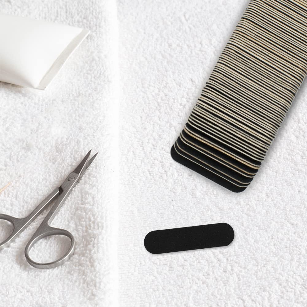 Paquete de 300 limas de uñas a granel (grano 180/240), limas de uñas desechables de doble cara, herramientas de manicura doméstica o profesional (color negro)