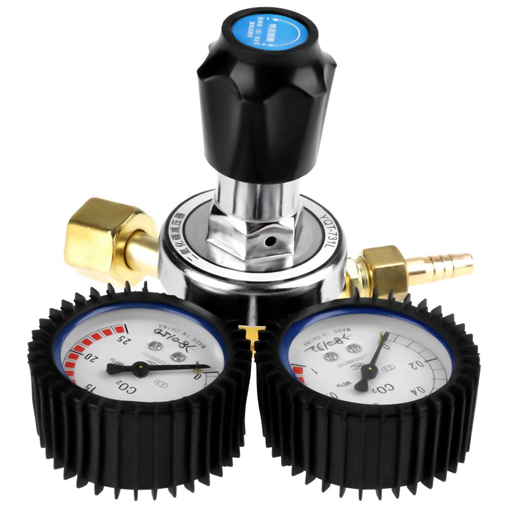 Riduttore di pressione CO2, Fydun Riduttore di pressione per bombola di gas CO2 per saldatura ad anidride carbonica G5 / 8 Ugello di uscita 8 mm + riduttore di pressione per saldatrice a filo
