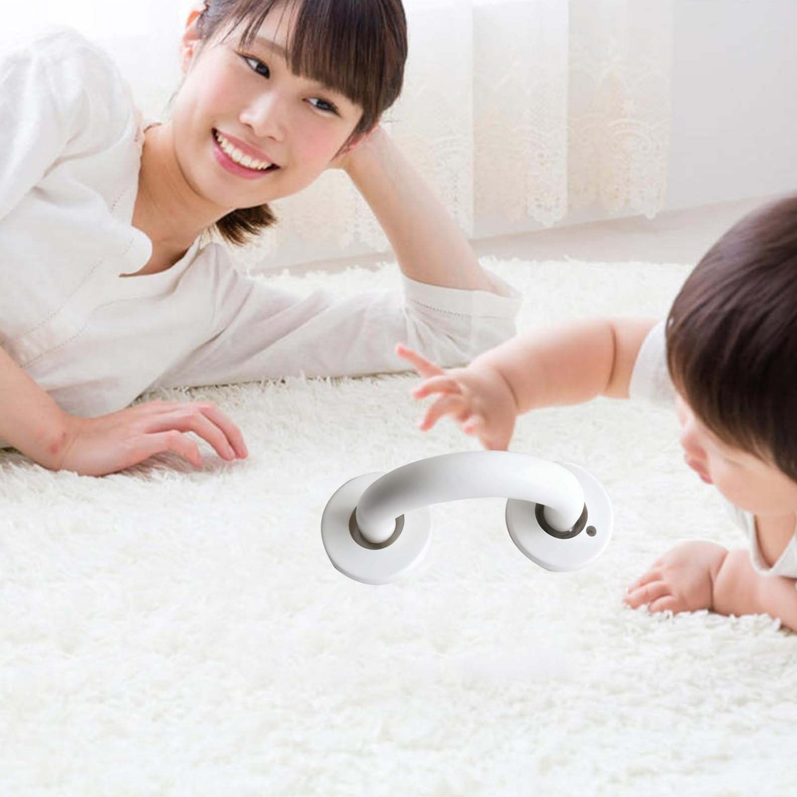 Barras de Apoyo para Ducha, asideros para Personas Mayores, Material de Resina, aptas para Habitaciones y pasillos, Ideales para niños (Paquete de 2) (Blanco)