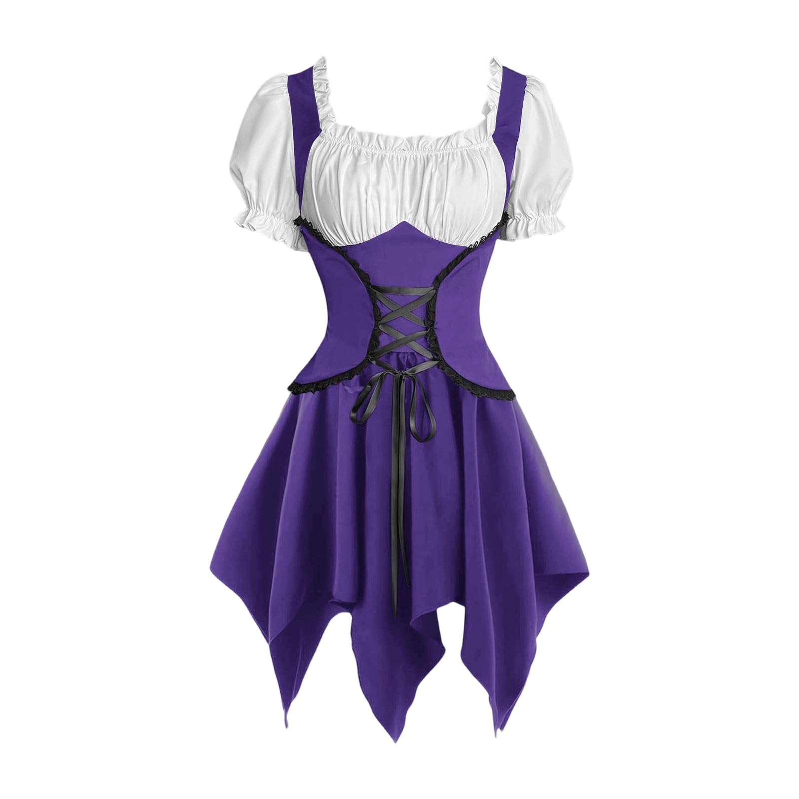 Women Halloween Pirate Dress Off Shoulder Corset Ruffle Gothic Vampire Costume Adult Ladies Funny Pirates Witch Scary Cosplay Outfit UK โ image 1