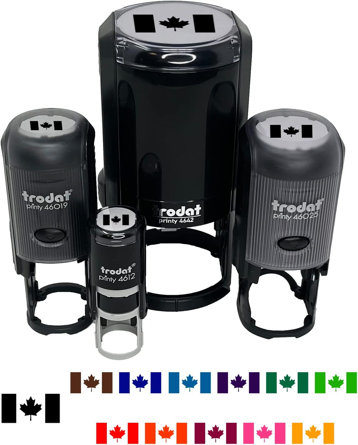 Canada Flag Self-Inking Rubber Stamp Ink Stamper for Stamping Crafting Planners - 1-1/2 Inch Large - Red Ink