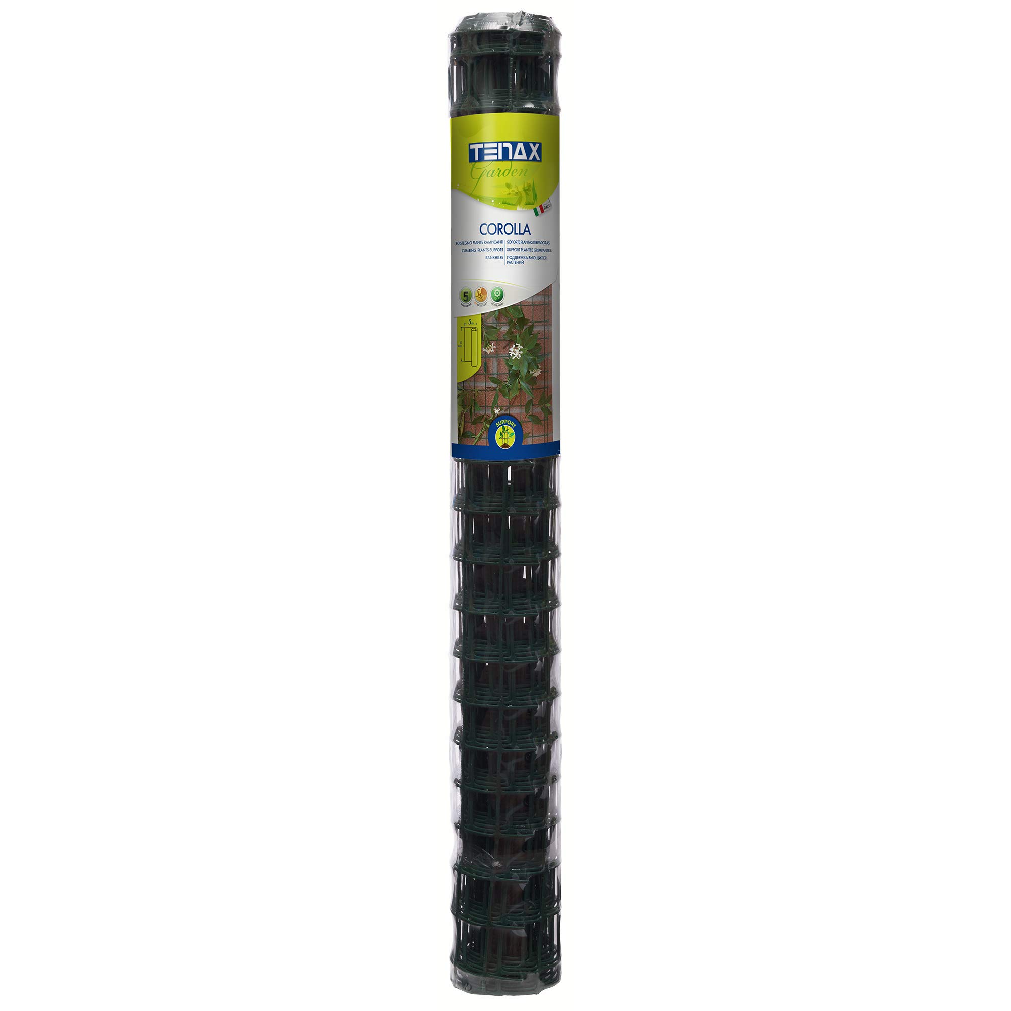 TENAX Corolla 1,00x5 m Verde, Rete per Rampicanti, Rete in Plastica per Sostegno Piante e Fiori
