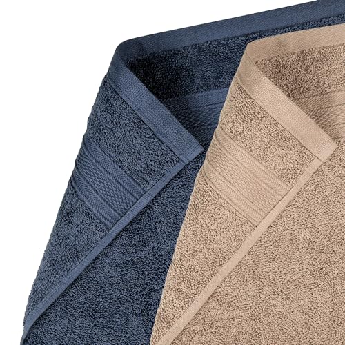 Image of MYTRIDENT Soft Comfort Air Rich Towel 100% Cotton Hand Towel for Daily use, 500 GSM Highly Absorbent Towels for Men /Women, 4Pc Hand Towel Set (41 cm X 66 cm), Acorn and Navy