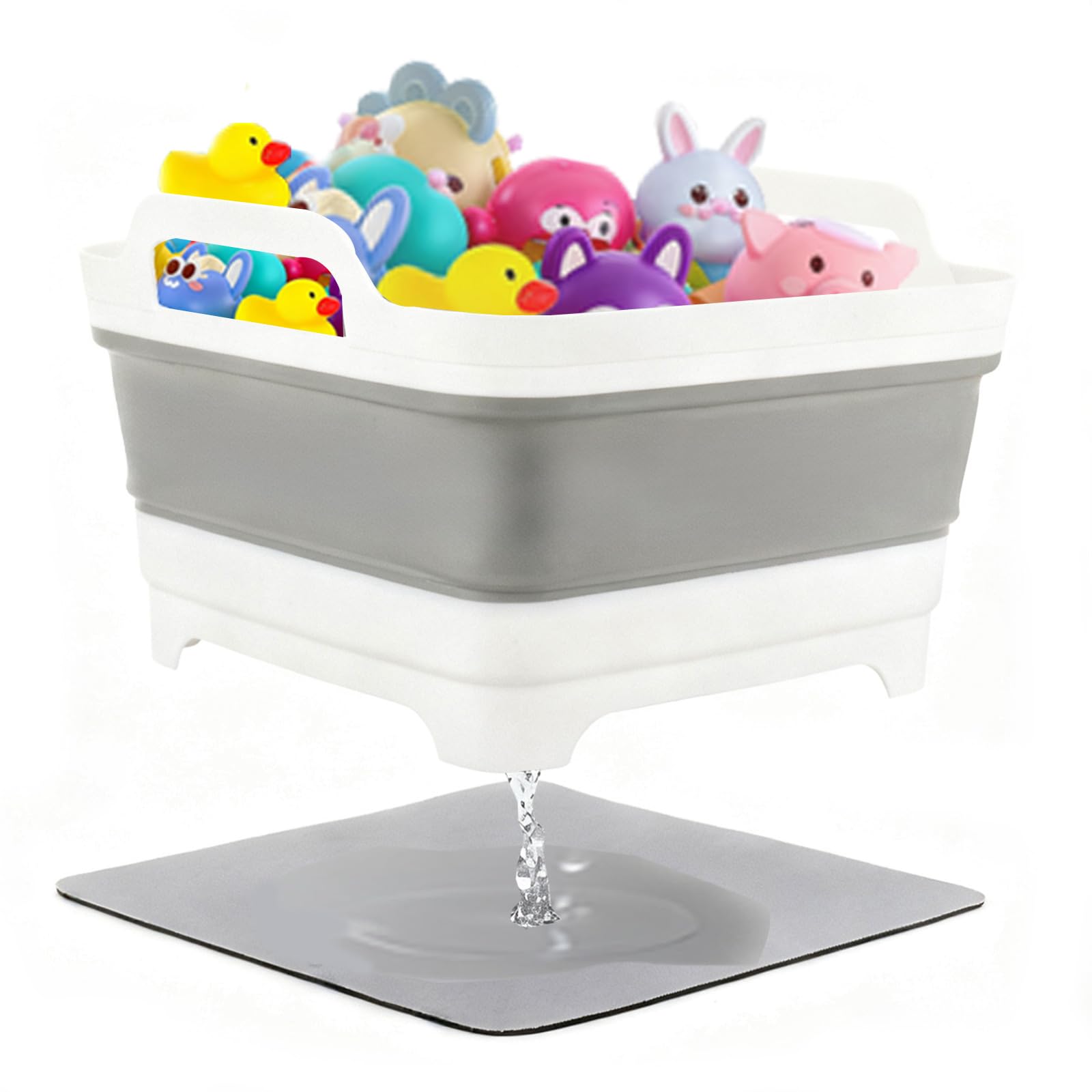 Bath Toy Storage Basket Bin Collapsible Bathtub Toys Holder Bucket Portable Bathroom Shower Caddy Organizer - Multiuse Foldable
