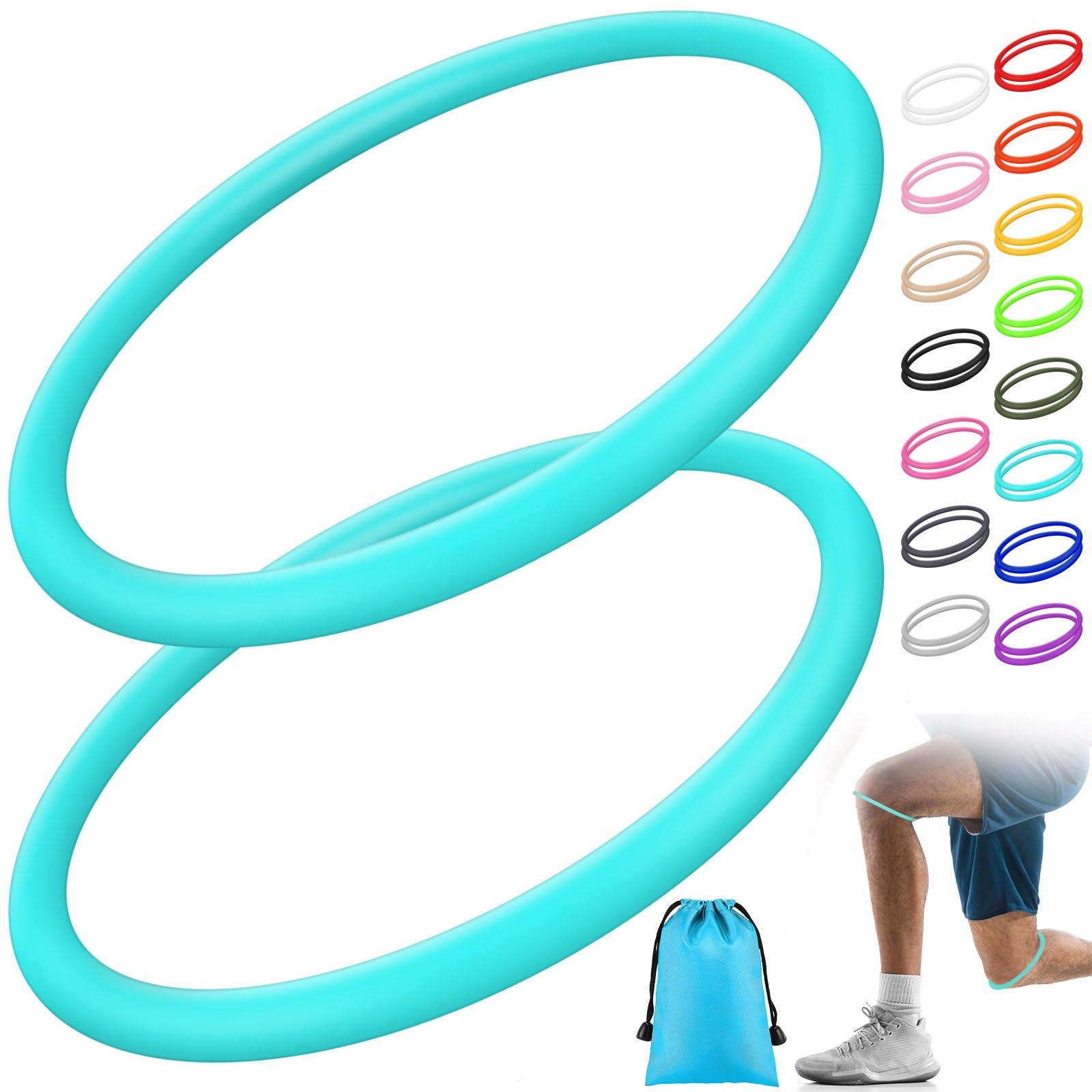 Foilswirl Silicone Patella Knee Band for Basketball Patella Tendon Support Knee Pain Running Tendon Brace Support Strap(2,Light Blue,M)