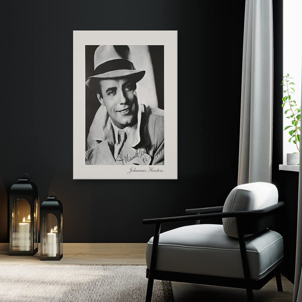 Feeby Quadro su Tela Non Tessuta 80x120 cm Johannes Heesters attore 1 pezzo Stampa Murale Fotografia Decorazione da parete Immagini Moderni per Soggiorno Camera da Letto Film Hollywood bianco e nero