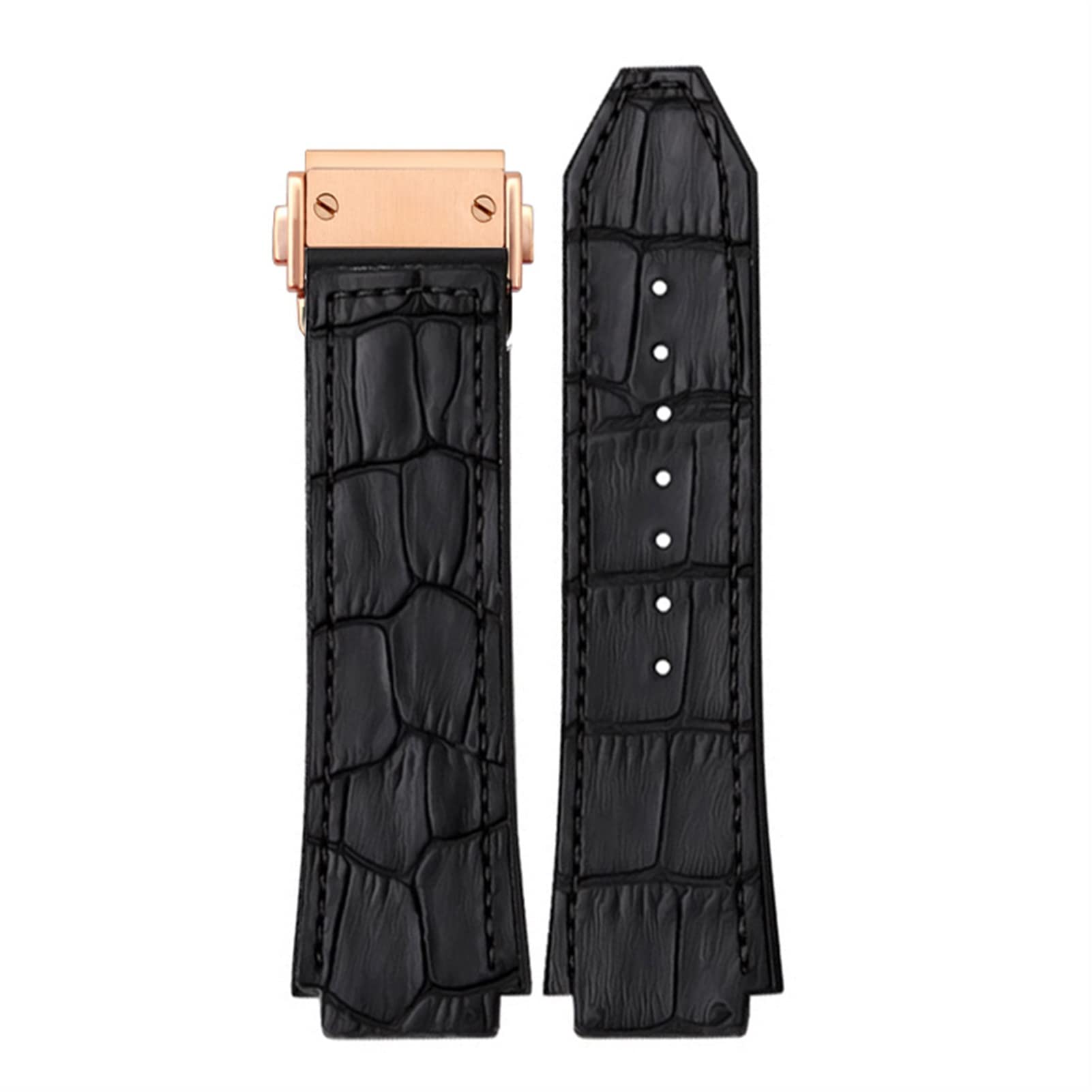 Uhrenarmband aus echtem Rindsleder, Gummi, 25 x 19 mm, für Hublot Classic Fusion Universe Big Bang Serie, Herren-Armband, Schmetterlingsschnalle, 26-19mm, Achat