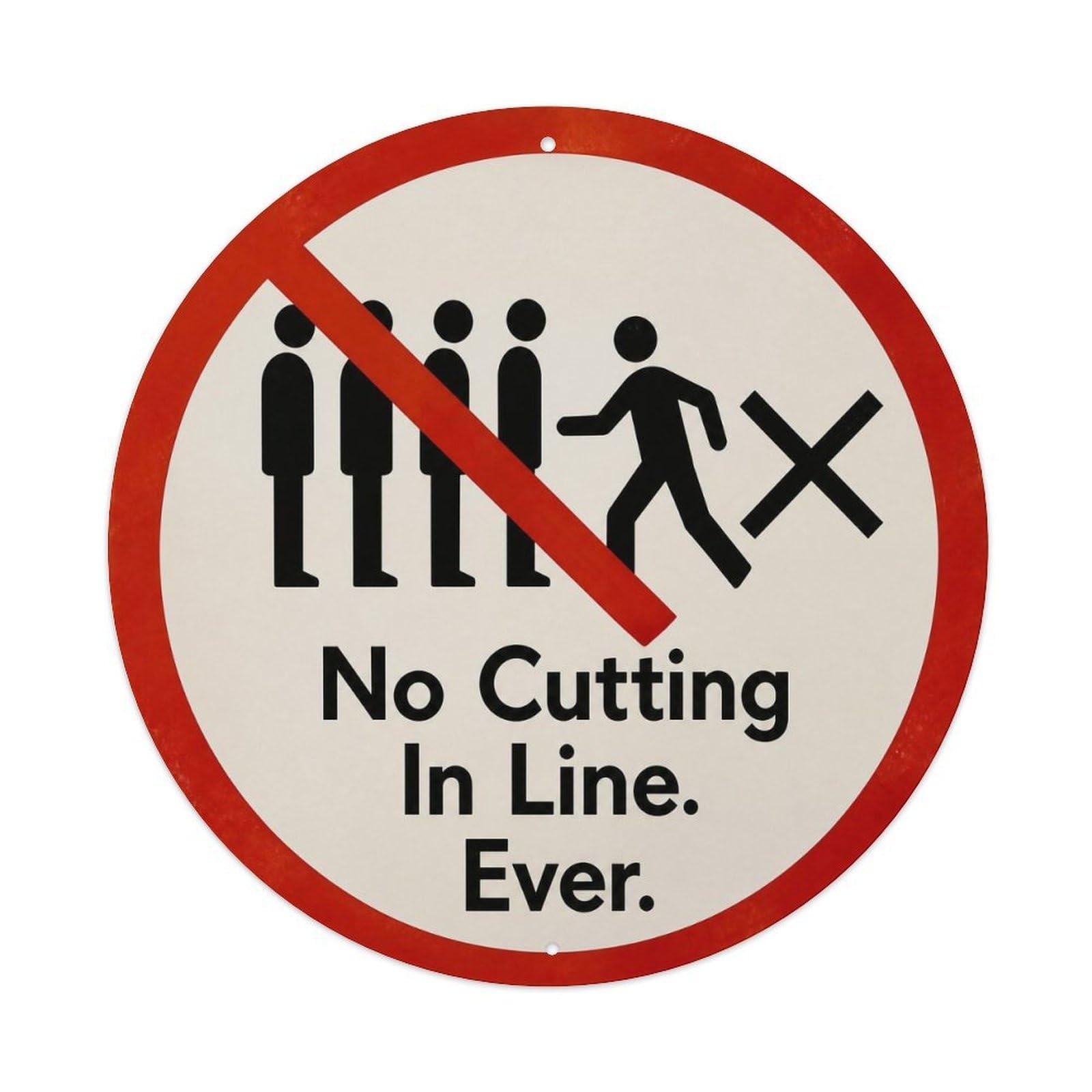 Olyhtr 8X8inch Classic Style Queue Etiquette Funny Rules British Bold Lettering Metal Tin Sign