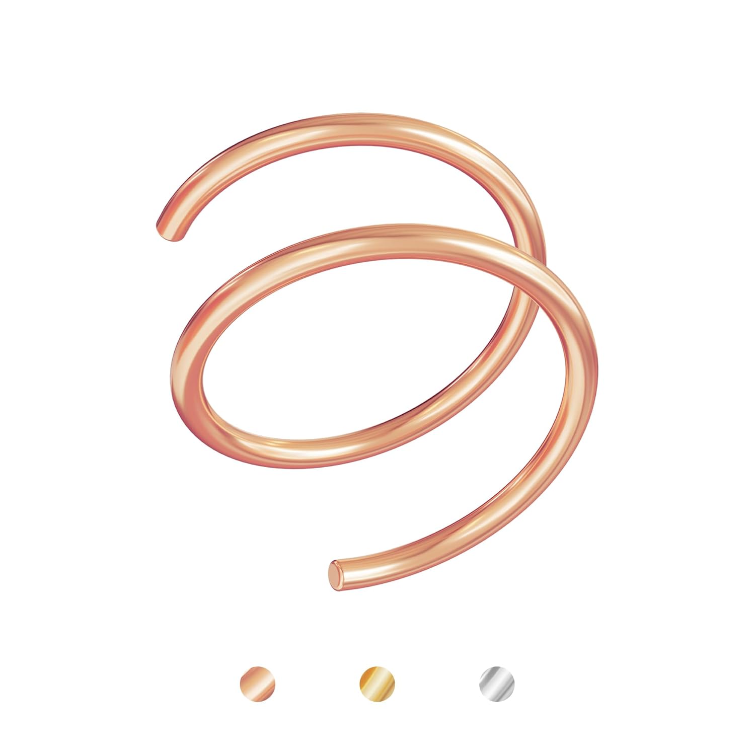 Spiral Double Nose Ring Hoop for Single Piercing, 14K Rose