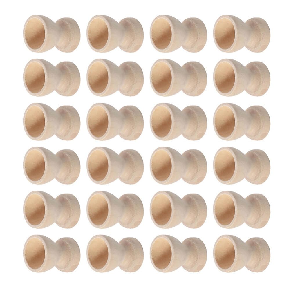 24pcs Wooden Egg Tray Holder for Egg Wooden Egg Supporting Cup Wooden Egg Stand Egg Container Cup for Boiled Egg Household Egg Cup Egg Holding Cup Wooden Egg Storage Cup Egg Rack