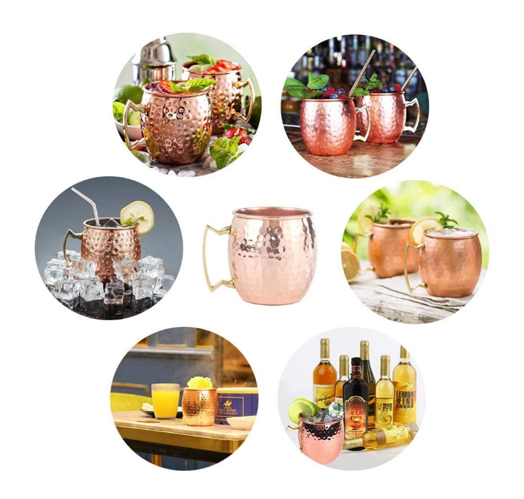 Hoshen 4 mini bicchieri da cocktail in rame, mini tazza da degustazione per ragazze, tazza in metallo, 56,7 g, tazza in acciaio inox e rame, a pois oro rosa