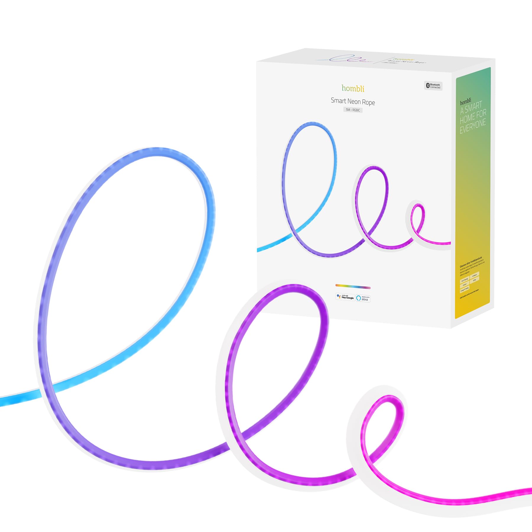 Hombli LED-Lichtstreifen RGBIC, dimmbar, innen & außen, Netzteil, 24 V, 5 m | App-Steuerung, Lichtsteuerung, Für drinnen und draußen, Intensive RGB-Beleuchtung, niederländische Marke für dein Smart Home