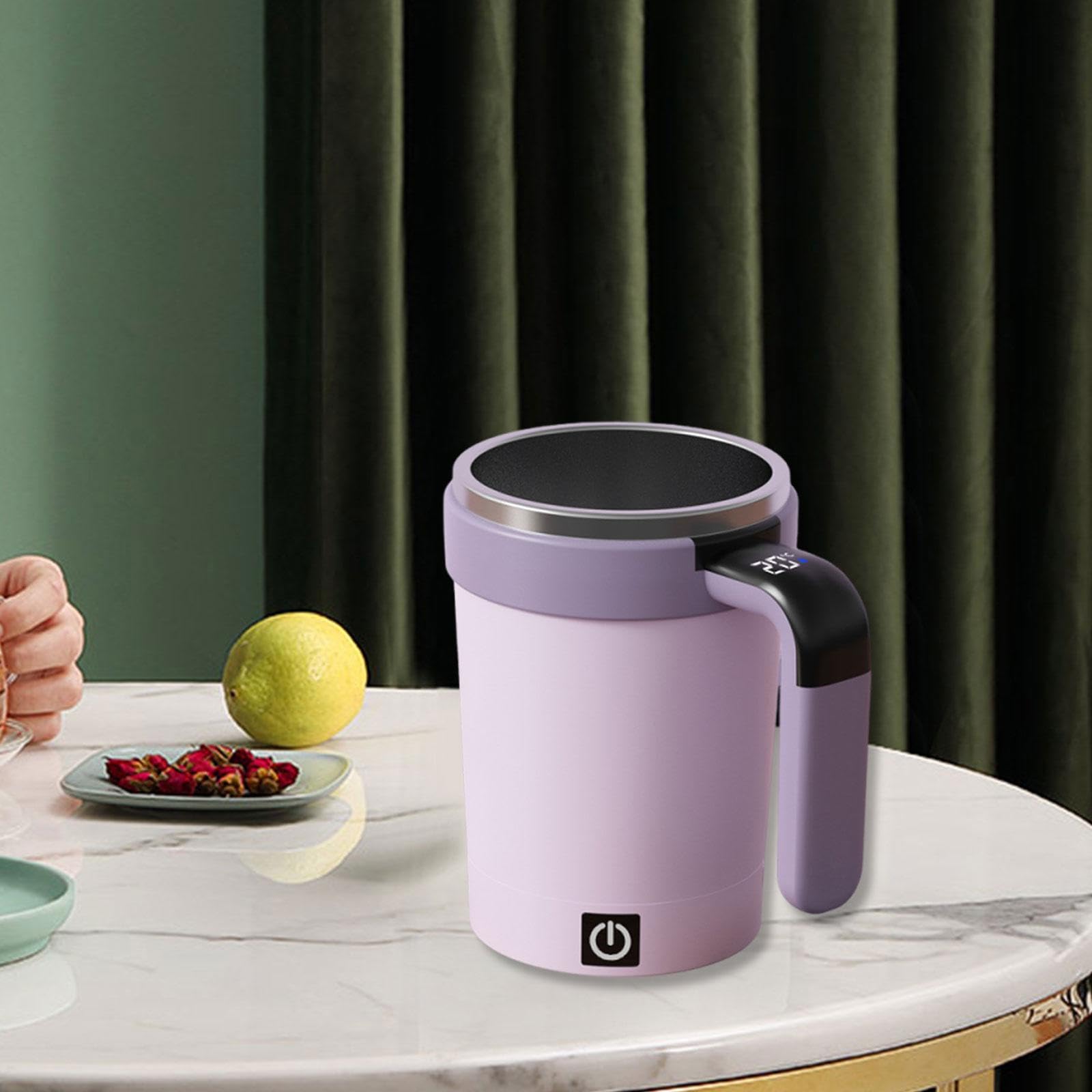 Colcolo Automatischer Rührbecher für Kaffee, 380 ml, Geschenk, Edelstahl, Kaffeezubehör, Rührbecher für Auto, Wandern, Rucksackreisen, Lila