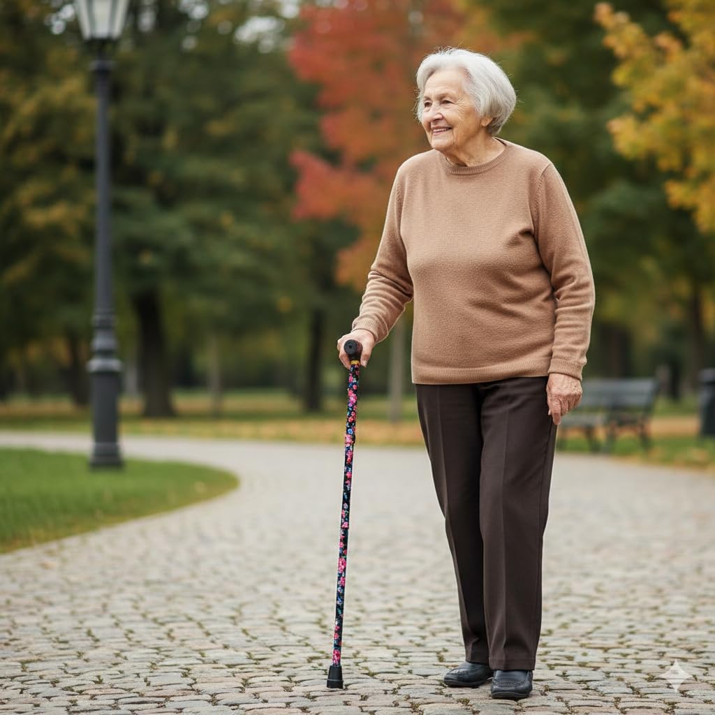 Bastón para Mayores y Adultos Basic, Plegable y Portátil, Altura Ajustable 83-93 cm, Puño Resistente contra Golpes, Bastón para Caminar y Pasear, 320 g