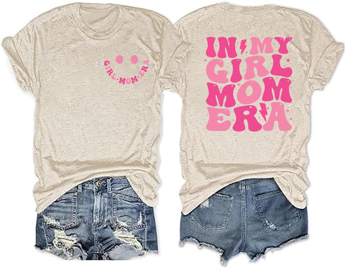 in My Girl Mom Era Shirt Women Funny Letter Printed Mama Tshirt Mother's Day Shirt Gift Casual Short Sleeve Tops