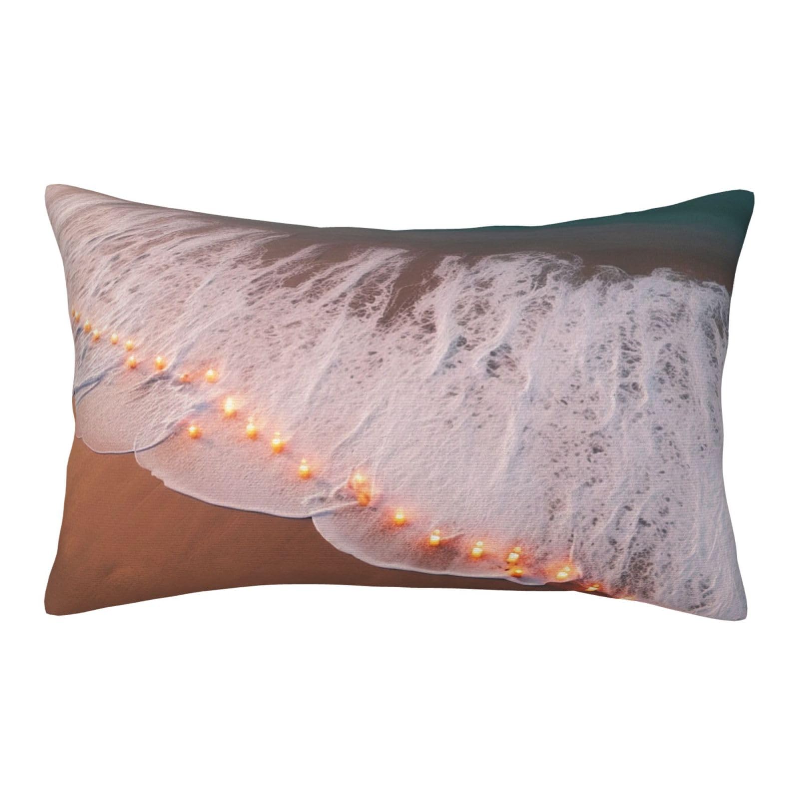 Velvet Pillowcases 16"x24" Ultra Soft Breathable Pillow Cases, Luxury Fuzzy Throw Pillow Covers with Zipper, Romantic Beach Pillow Shams All Seasons Decorative Cushion Cases for Couch